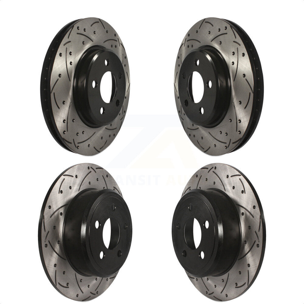 Front Rear Coated Drilled Slotted Disc Brake Rotors Kit For Dodge Charger Chrysler 300 Challenger Magnum KD-100243