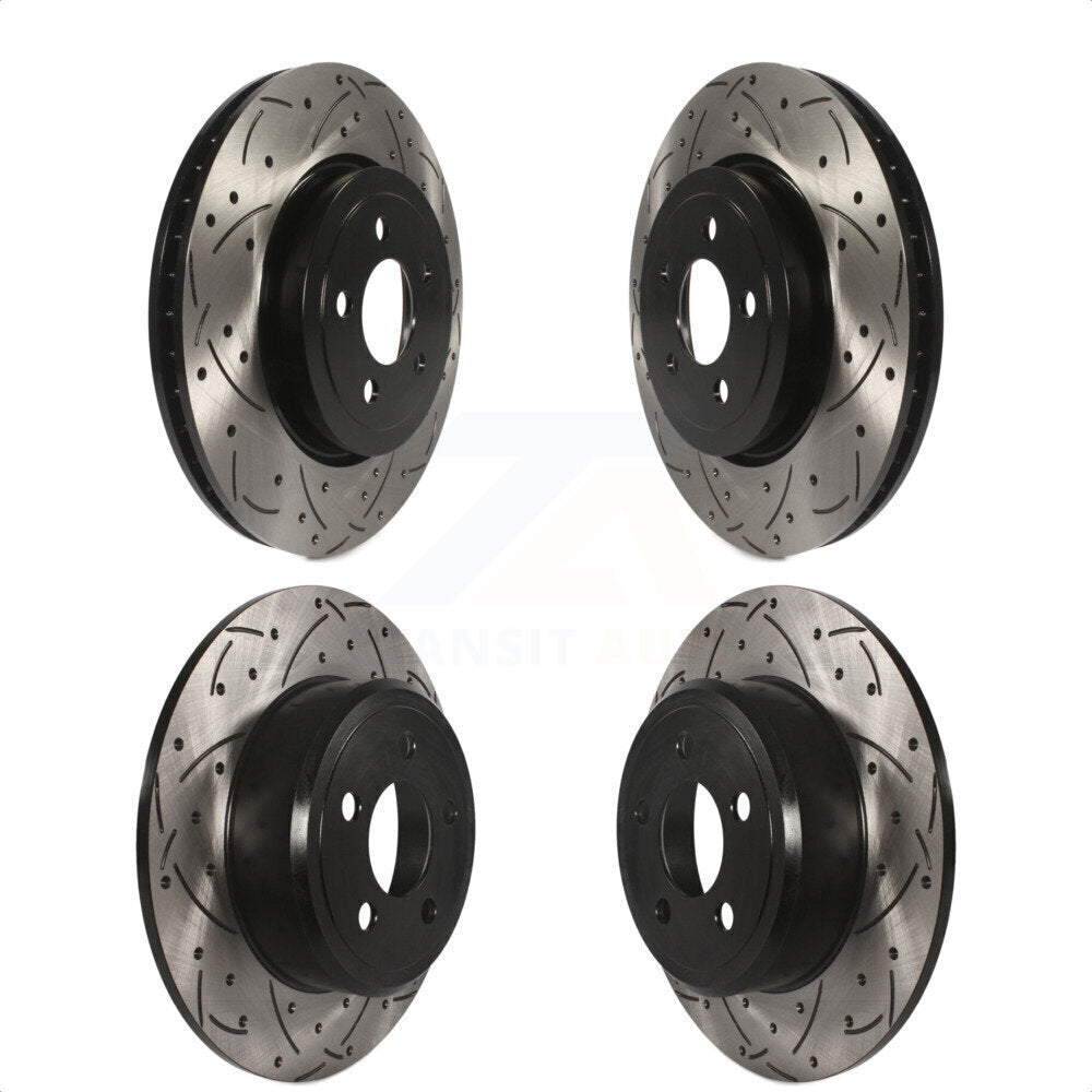 Front Rear Coated Drilled Slotted Disc Brake Rotors Kit For Dodge Charger Chrysler 300 KD-100244