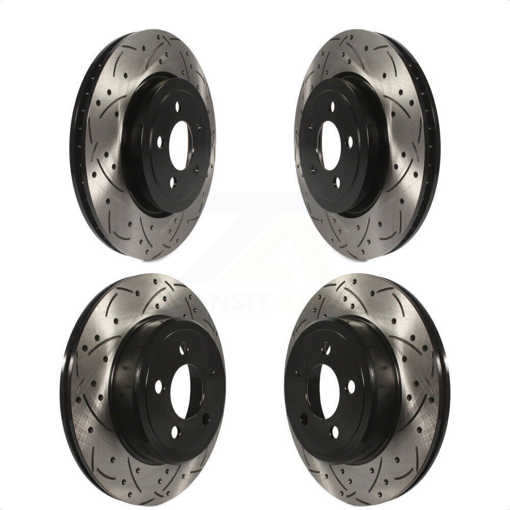 Front Rear Coated Drilled Slotted Disc Brake Rotors Kit For Dodge Charger Chrysler 300 Challenger Magnum KD-100245