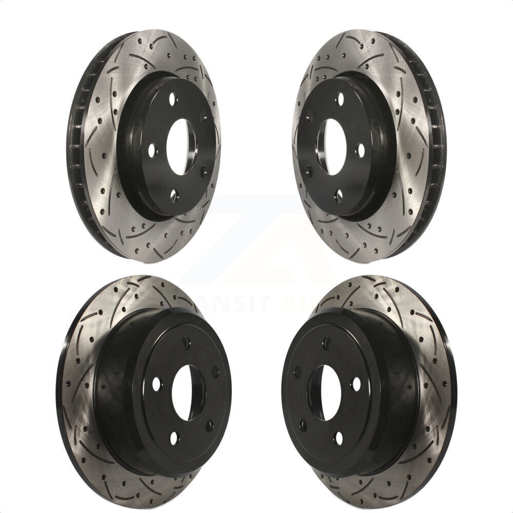 Front Rear Coated Drilled Slotted Disc Brake Rotors Kit For Jeep Wrangler JK KD-100252