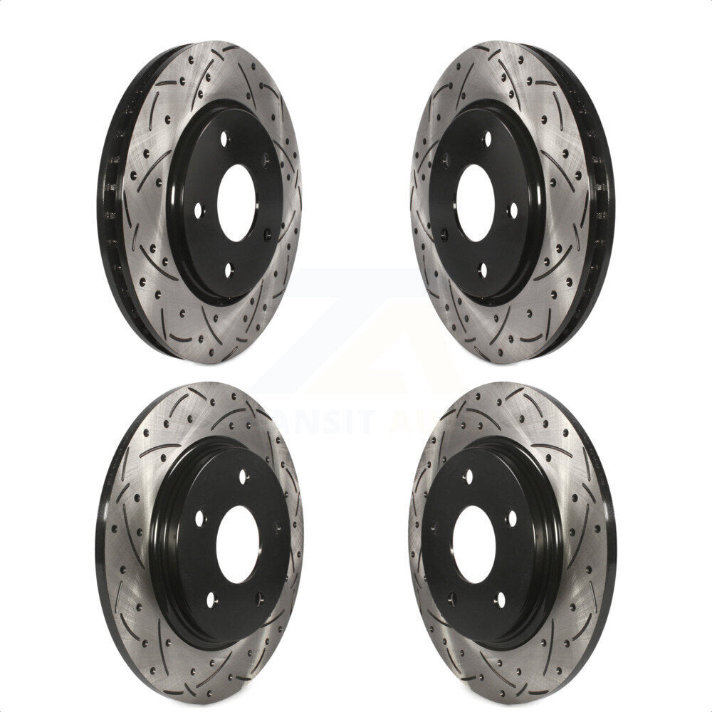 Front Rear Coated Drilled Slotted Disc Brake Rotors Kit For Dodge Grand Caravan Chrysler Town & Country Journey Volkswagen Routan Ram C/V KD-100253