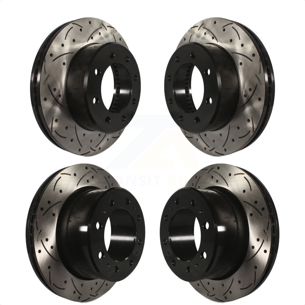 Front Rear Coated Drilled Slotted Disc Brake Rotors Kit For Ram 2500 3500 1500 Dodge KD-100254