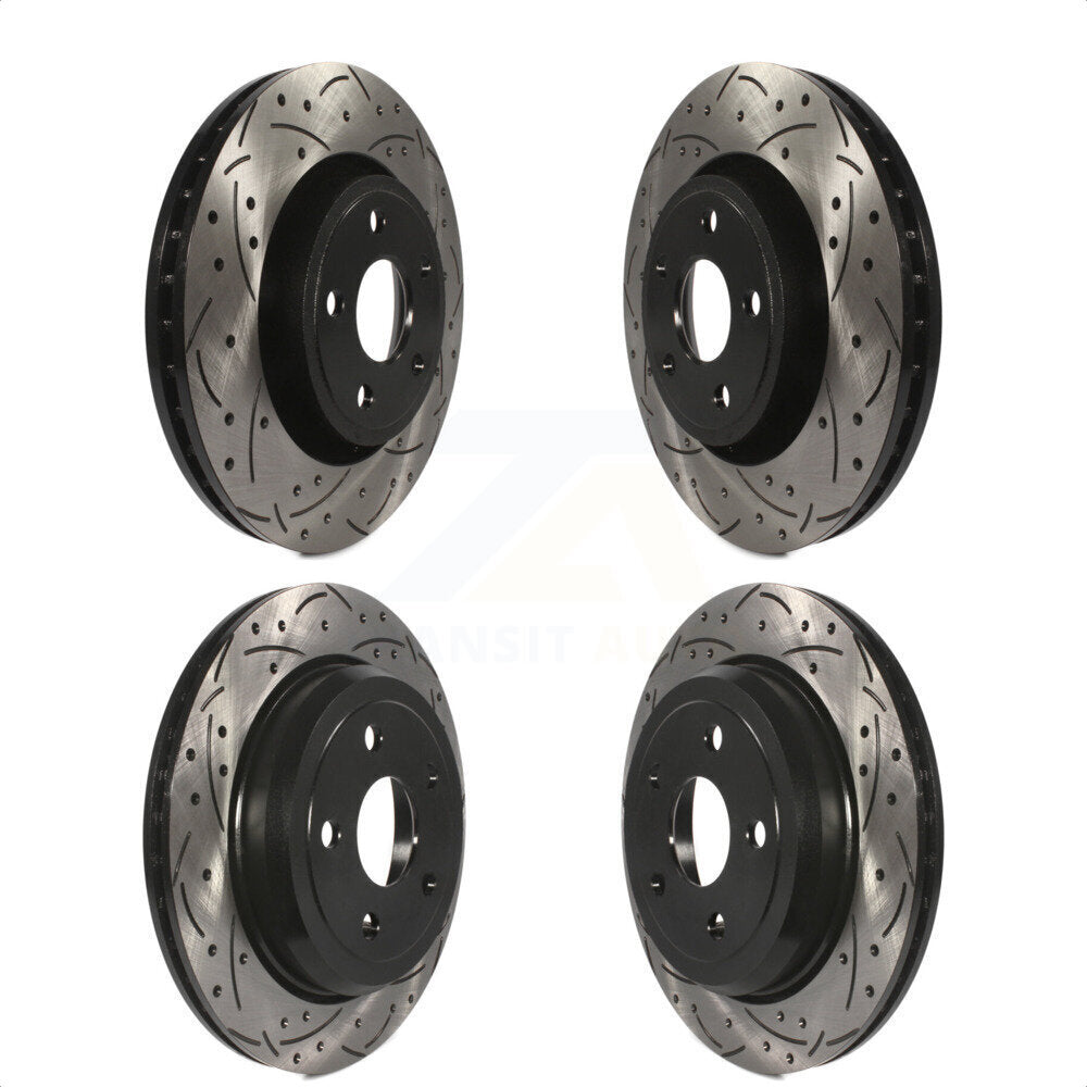 Front Rear Coated Drilled Slotted Disc Brake Rotors Kit For Dodge Durango Jeep Grand Cherokee WK KD-100256