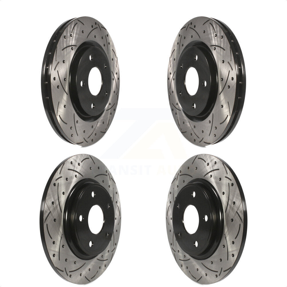 Front Rear Coated Drilled Slotted Disc Brake Rotors Kit For Dodge Grand Caravan Journey Chrysler Town & Country Ram C/V Volkswagen Routan KD-100257