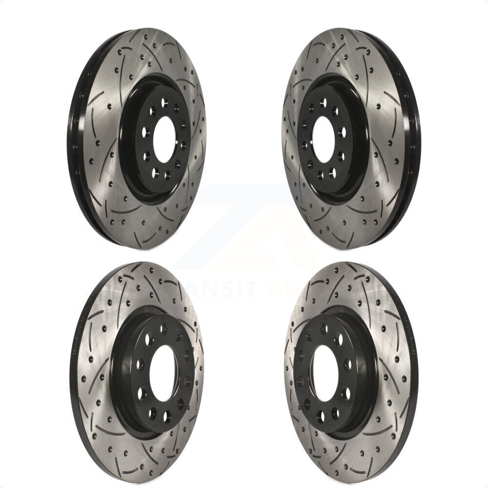 Front Rear Coated Drilled Slotted Disc Brake Rotors Kit For Jeep Cherokee Chrysler 200 KD-100261