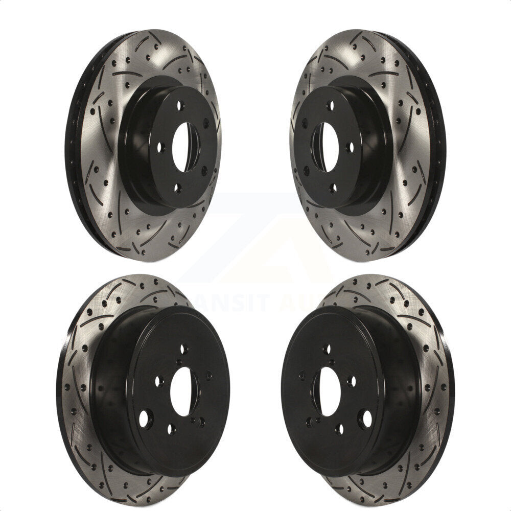 Front Rear Coated Drilled Slotted Disc Brake Rotors Kit For Subaru Impreza KD-100263