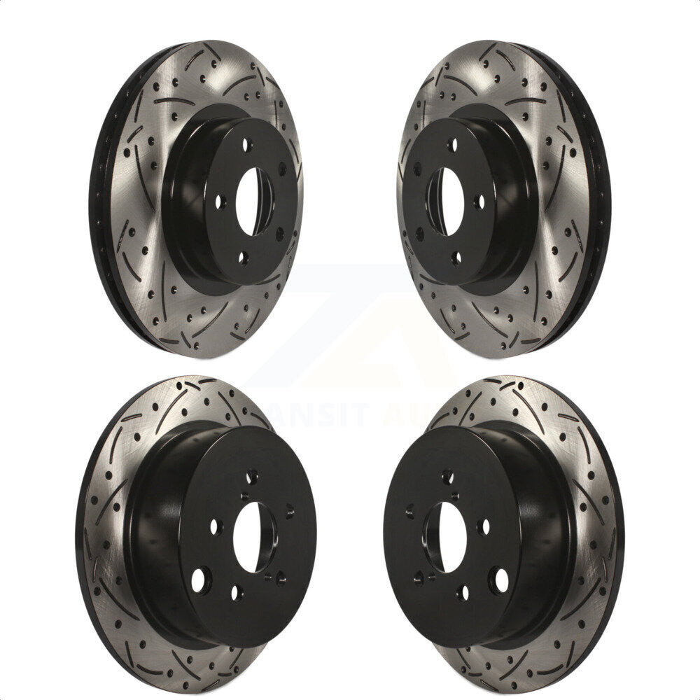 Front Rear Coated Drilled Slotted Disc Brake Rotors Kit For Subaru Impreza KD-100264