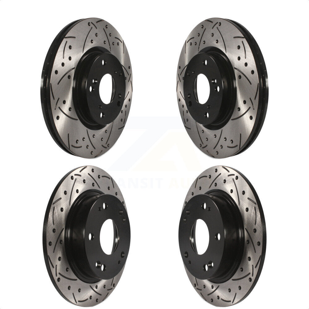 Front Rear Coated Drilled Slotted Disc Brake Rotors Kit For Honda Civic Acura ILX CSX KD-100272