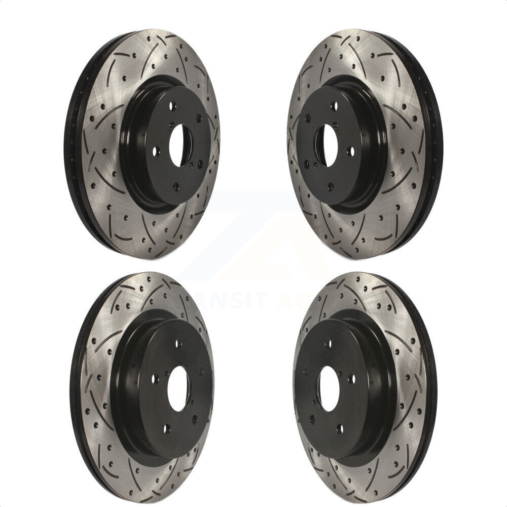 Front Rear Coated Drilled Slotted Disc Brake Rotors Kit For Subaru Outback Legacy WRX KD-100276