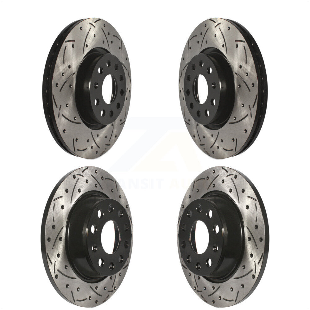 Front Rear Coated Drilled Slotted Disc Brake Rotors Kit For Volkswagen Tiguan CC Passat GTI Audi Q3 Limited A3 Quattro KD-100279