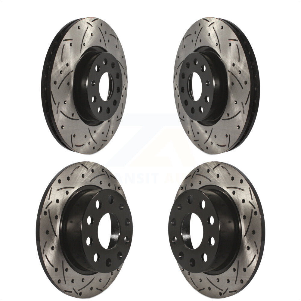 Front Rear Coated Drilled Slotted Disc Brake Rotors Kit For Volkswagen Jetta Beetle KD-100281