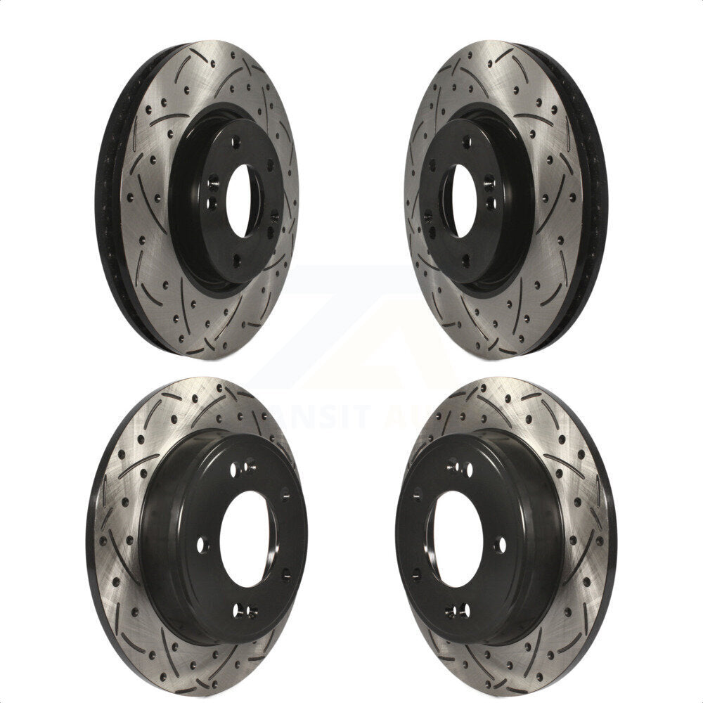 Front Rear Coated Drilled Slotted Disc Brake Rotors Kit For Kia Forte Hyundai Veloster Forte5 Koup KD-100286