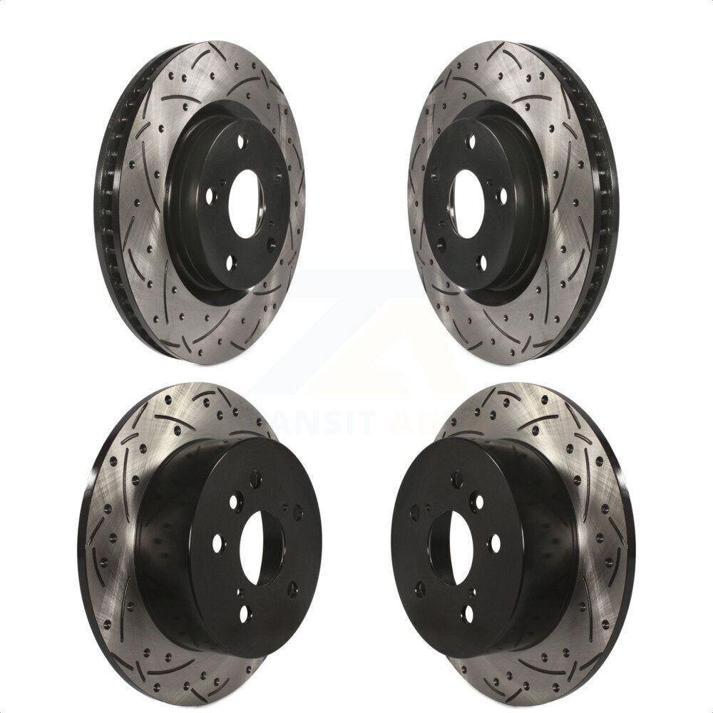 Front Rear Coated Drilled Slotted Disc Brake Rotors Kit For Toyota Camry Lexus ES350 Avalon KD-100287