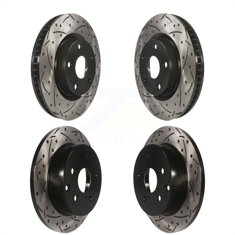 Front Rear Coated Drilled Slotted Disc Brake Rotors Kit For Toyota RAV4 KD-100288