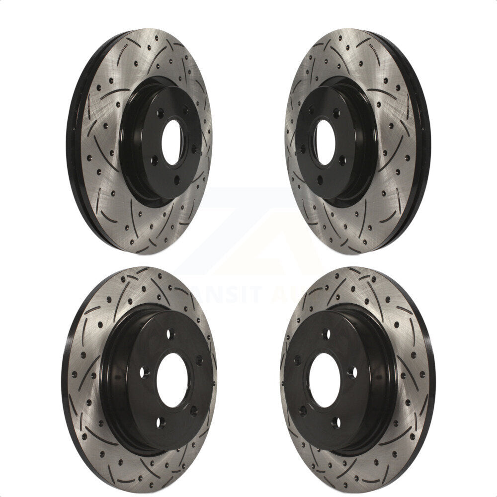 Front Rear Coated Drilled Slotted Disc Brake Rotors Kit For Ford Focus ST KD-100294