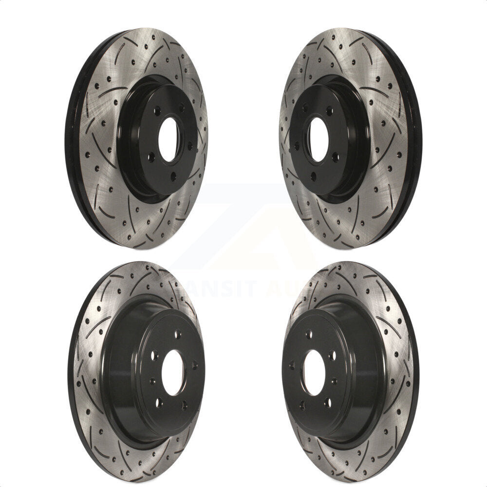 Front Rear Coated Drilled Slotted Disc Brake Rotors Kit For Ford Escape Lincoln MKC KD-100296