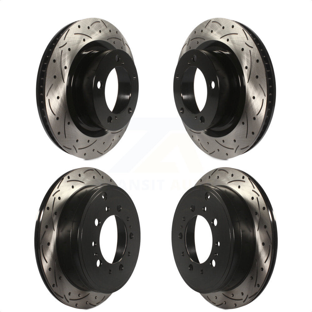 Front Rear Coated Drilled Slotted Disc Brake Rotors Kit For Toyota Tundra Sequoia Lexus LX570 Land Cruiser KD-100299