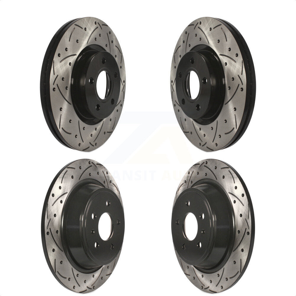 Front Rear Coated Drilled Slotted Disc Brake Rotors Kit For Ford Escape KD-100303