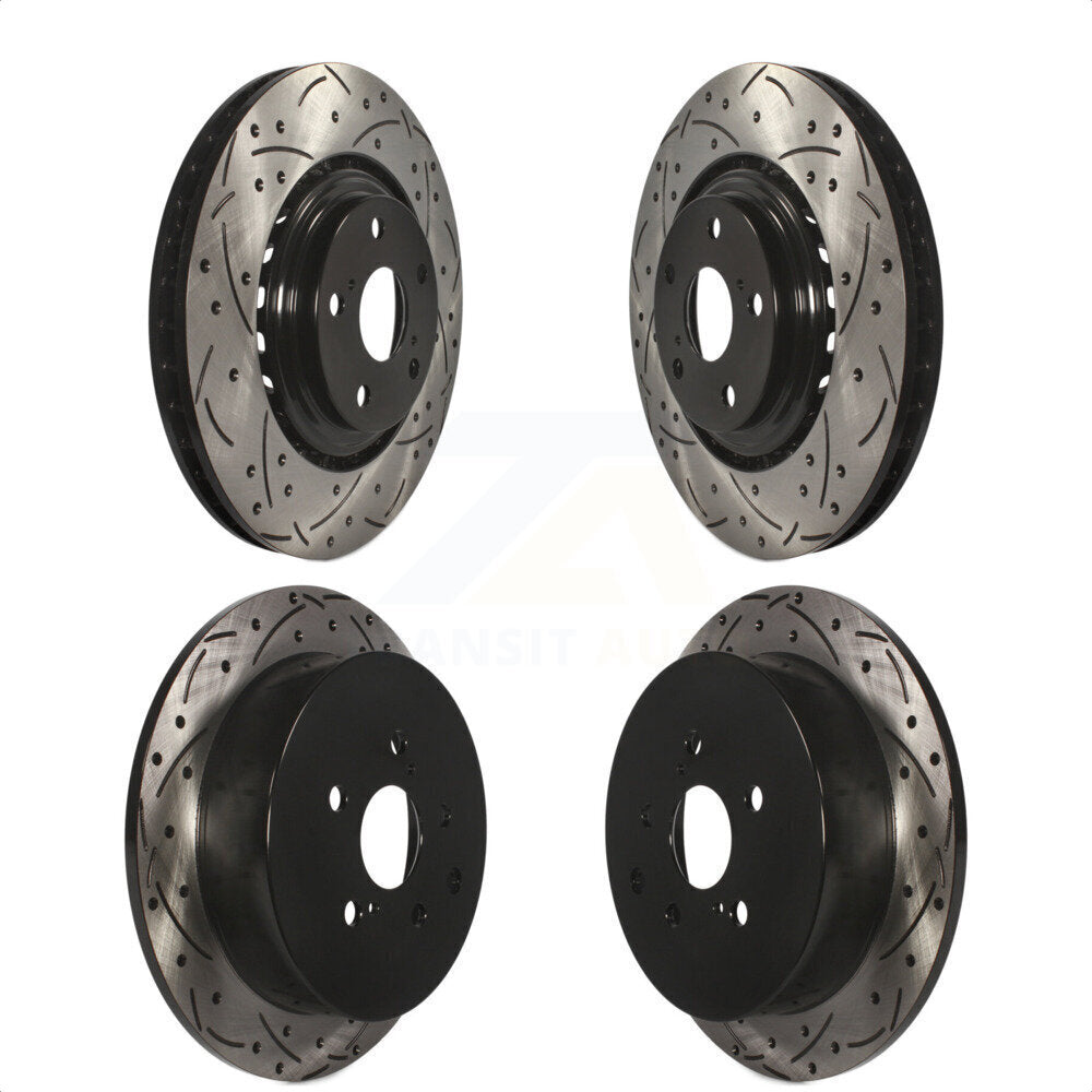 Front Rear Coated Drilled Slotted Disc Brake Rotors Kit For Toyota Highlander Sienna Lexus RX350 RX450h KD-100307