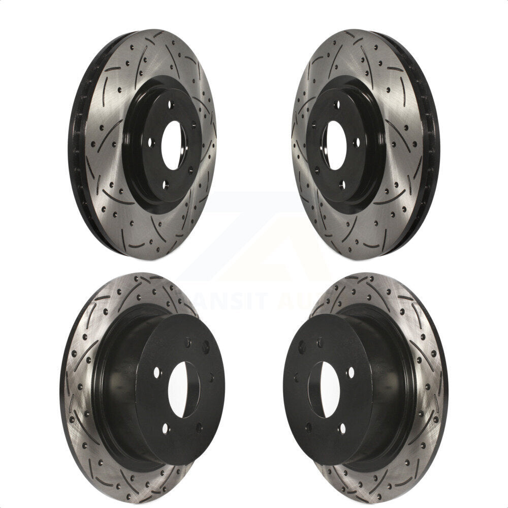 Front Rear Coated Drilled Slotted Disc Brake Rotors Kit For 2007-2012 Nissan Sentra SE-R Spec V KD-100310