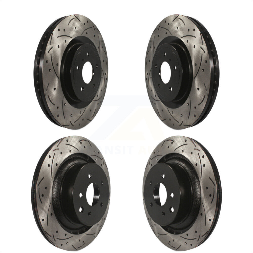 Front Rear Coated Drilled Slotted Disc Brake Rotors Kit For INFINITI G37 Nissan 370Z Q60 Z KD-100315