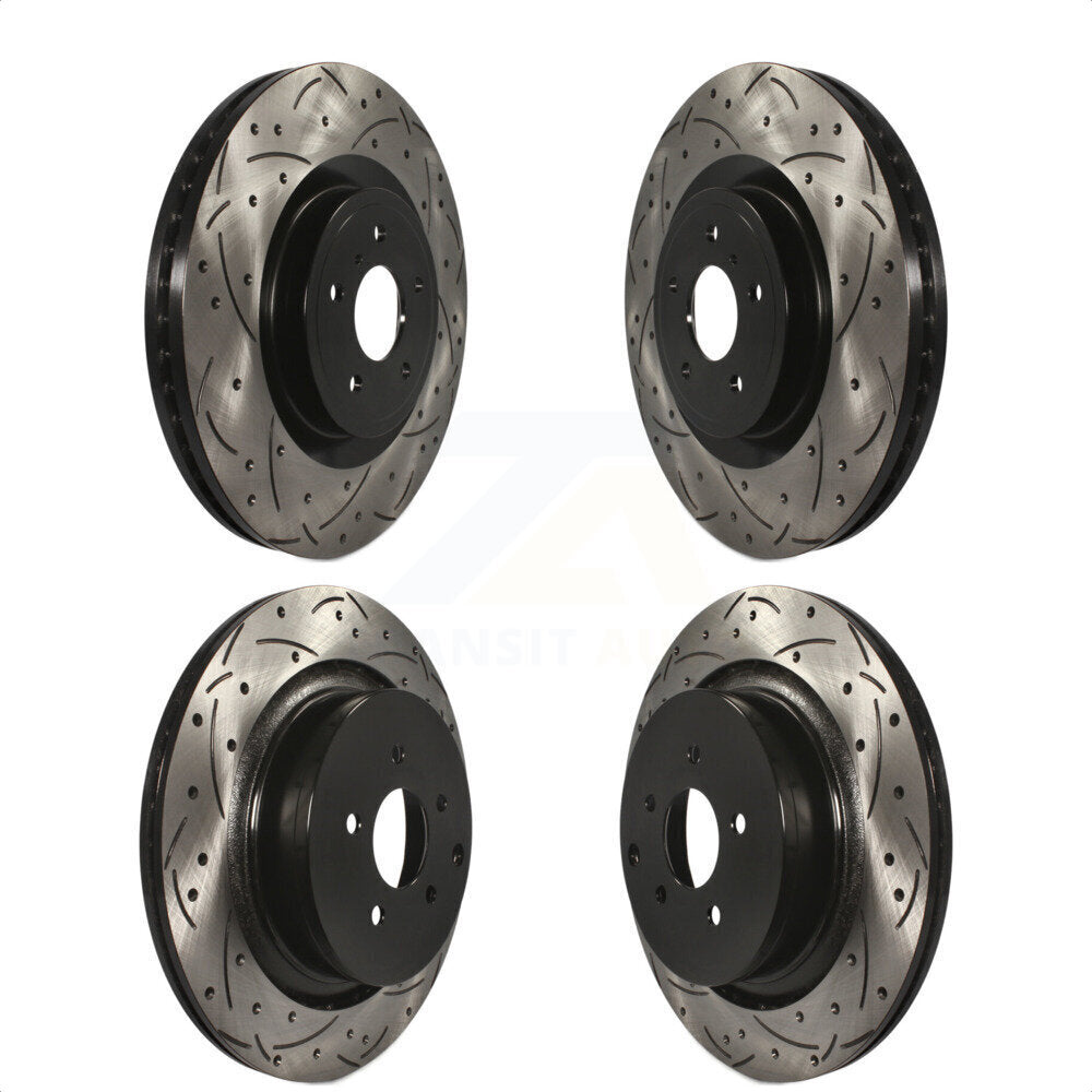 Front Rear Coated Drilled Slotted Disc Brake Rotors Kit For INFINITI Q50 M37 Q60 Q70 Q70L QX70 M56 FX50 KD-100316