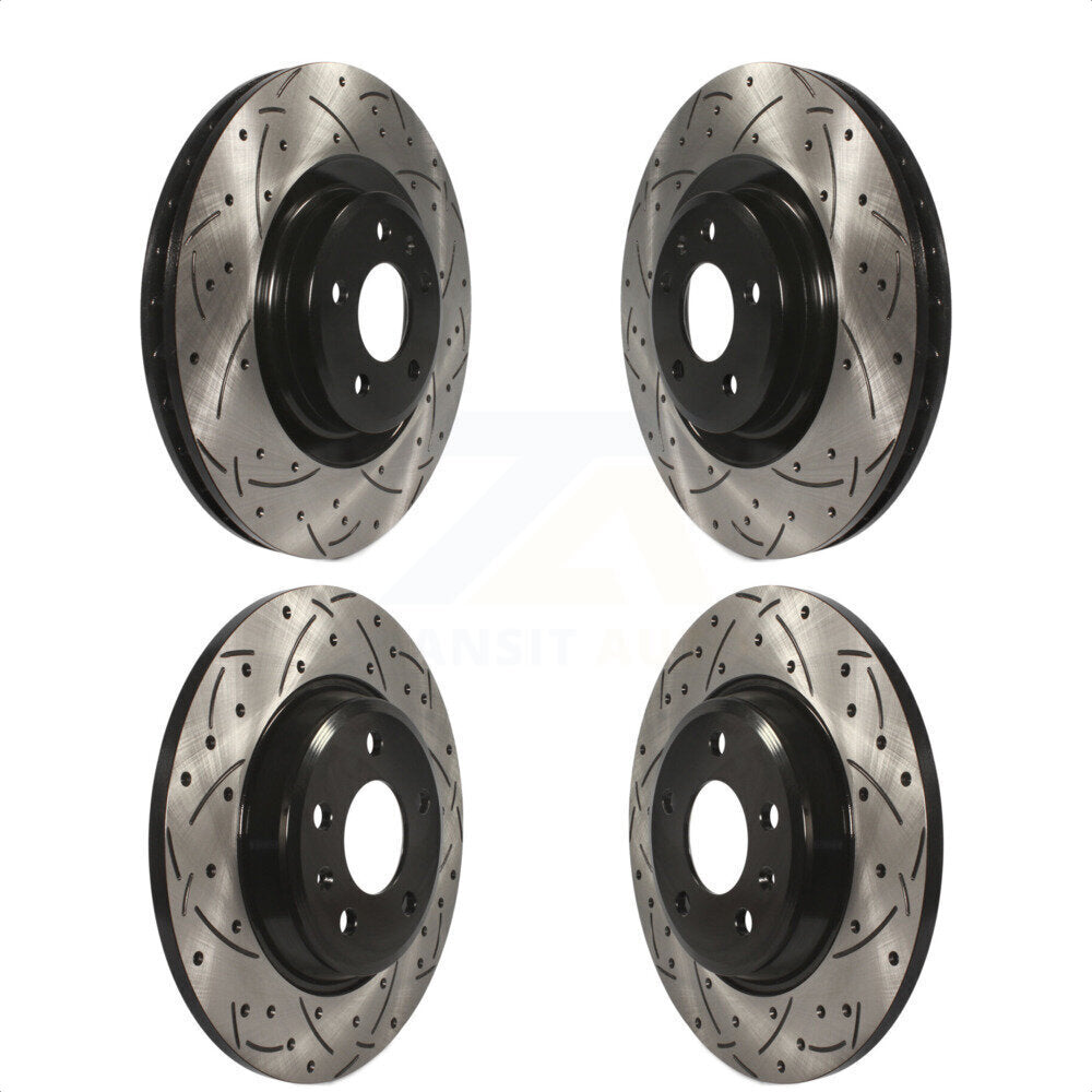 Front Rear Coated Drilled Slotted Disc Brake Rotors Kit For Audi Q5 A6 With 345mm Diameter Rotor KD-100318