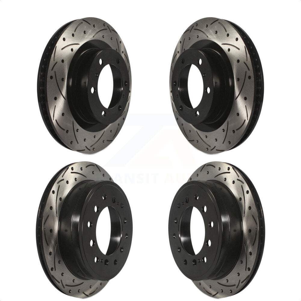 Front Rear Coated Drilled Slotted Disc Brake Rotors Kit For Toyota 4Runner Lexus GX460 KD-100324