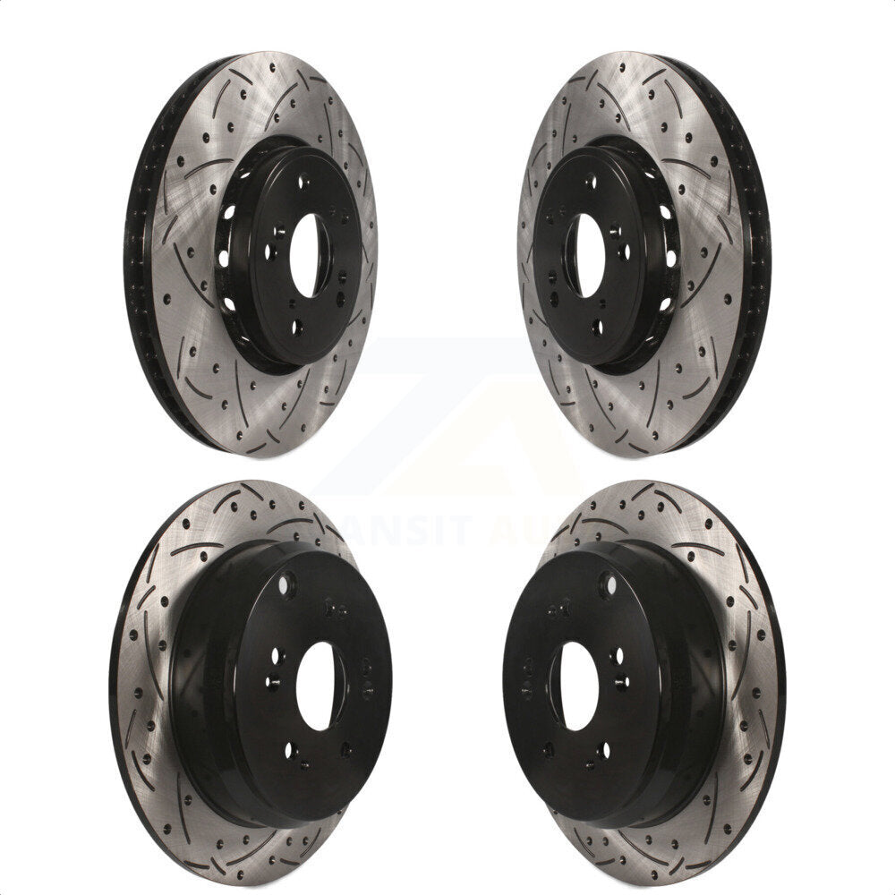 Front Rear Coated Drilled Slotted Disc Brake Rotors Kit For 2013-2018 Acura RDX KD-100340