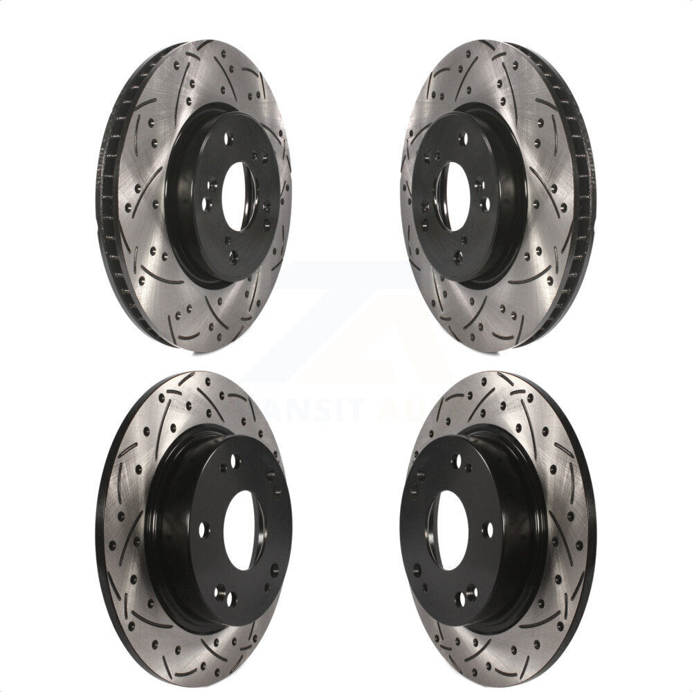 Front Rear Coated Drilled Slotted Disc Brake Rotors Kit For 2015 Honda Civic EX with Coupe Manual transmission KD-100342
