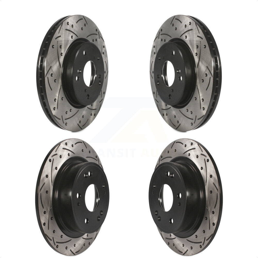 Front Rear Coated Drilled Slotted Disc Brake Rotors Kit For Honda Accord HR-V KD-100344