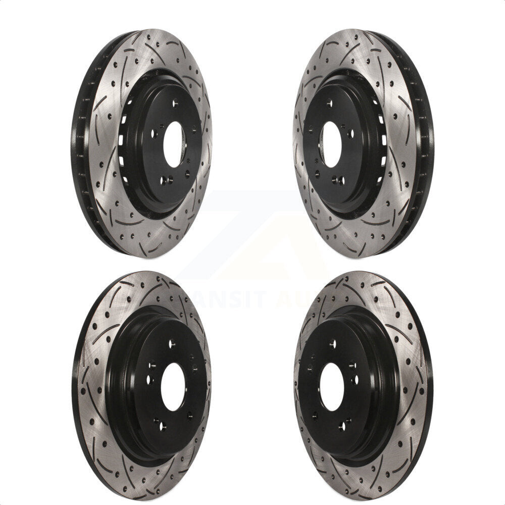 Front Rear Coated Drilled Slotted Disc Brake Rotors Kit For 2015-2020 Acura TLX KD-100349