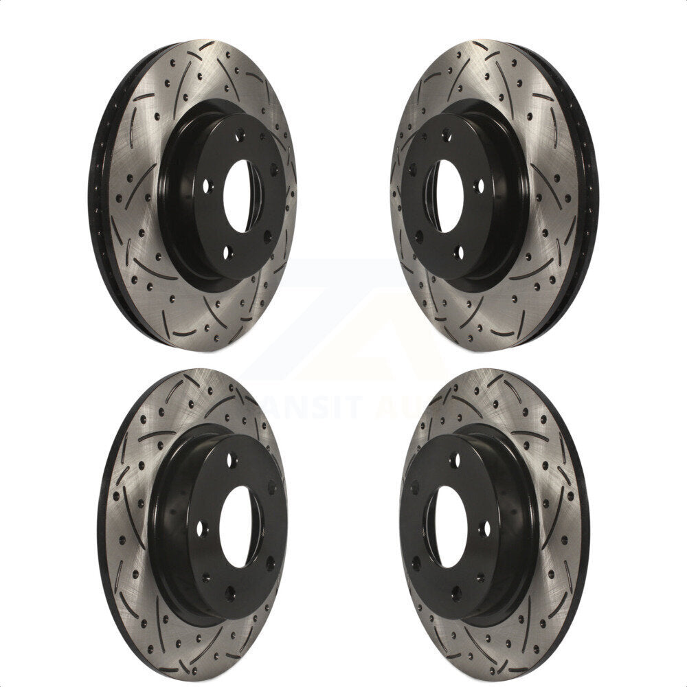 Front Rear Coated Drilled Slotted Disc Brake Rotors Kit For Mazda 3 CX-3 Sport KD-100350