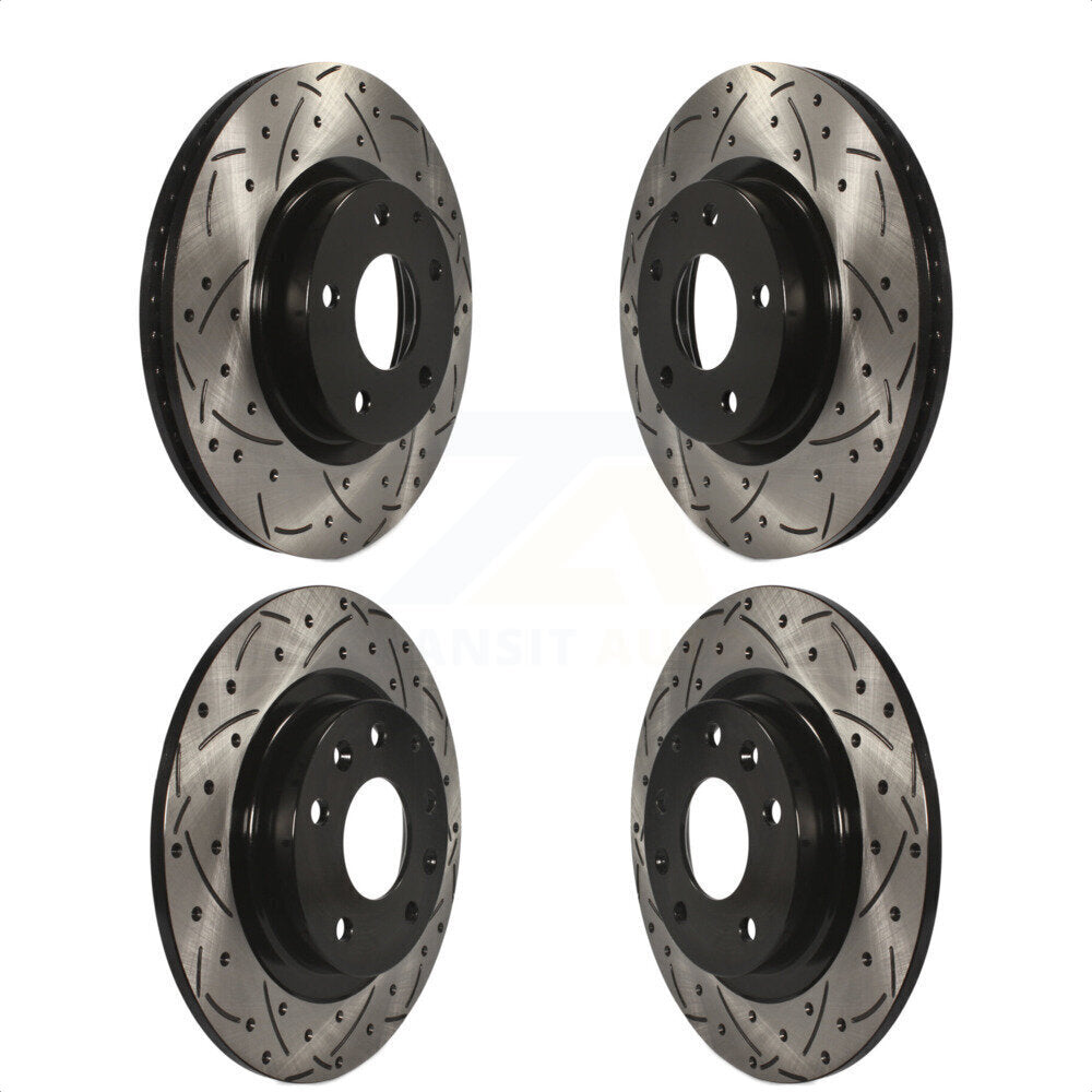 Front Rear Coated Drilled Slotted Disc Brake Rotors Kit For 2016-2018 Mazda CX-3 AWD KD-100351