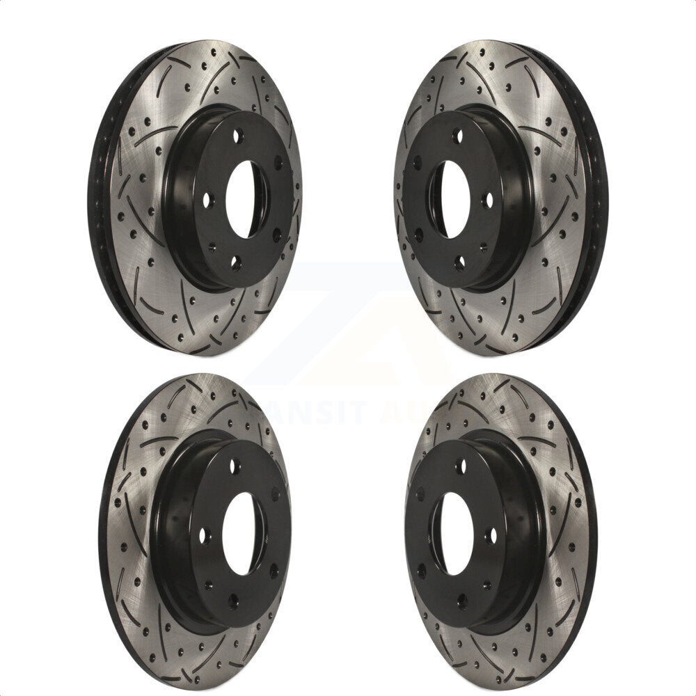 Front Rear Coated Drilled Slotted Disc Brake Rotors Kit For Mazda 3 CX-3 Sport KD-100353