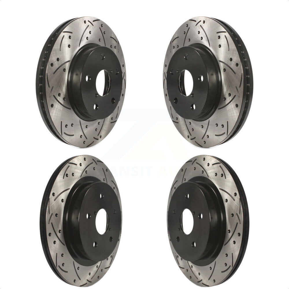 Front Rear Coated Drilled Slotted Disc Brake Rotors Kit For 2015-2019 Subaru Legacy 2.5L KD-100358