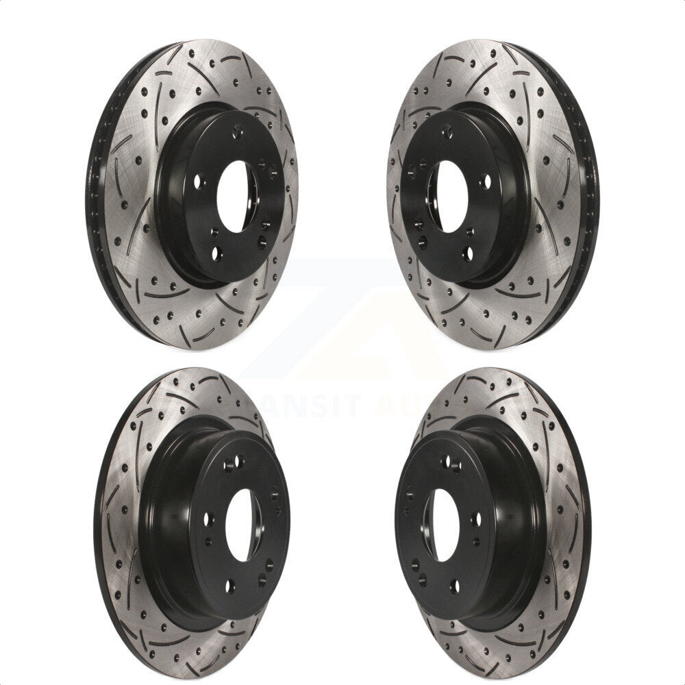 Front Rear Coated Drilled Slotted Disc Brake Rotors Kit For 2017 Honda Accord LX-S KD-100359