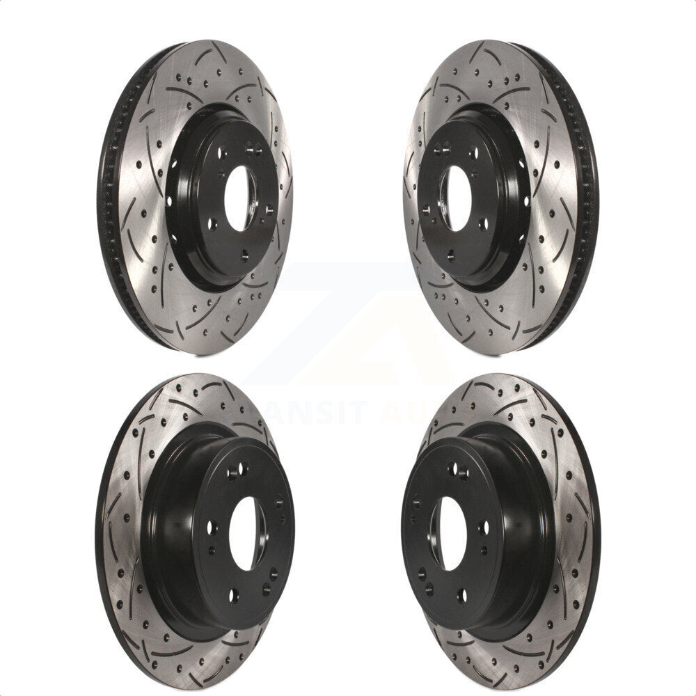 Front Rear Coated Drilled Slotted Disc Brake Rotors Kit For Honda Accord Acura ILX KD-100361