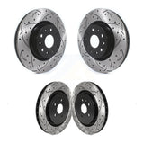 Front Rear Coated Drilled Slotted Disc Brake Rotors Kit For 2017-2019 Chevrolet Camaro Cadillac CTS KD-100365
