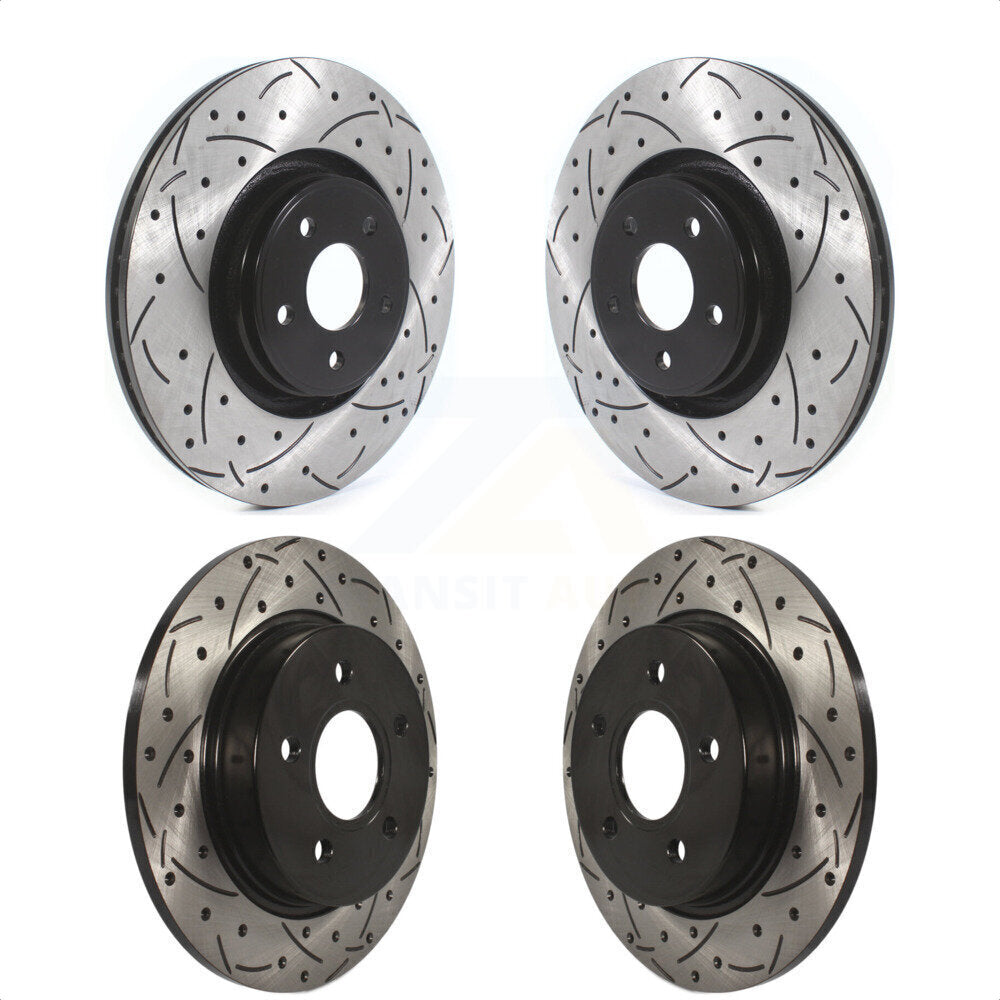 Front Rear Coated Drilled Slotted Disc Brake Rotors Kit For Ford Focus ST KD-100371