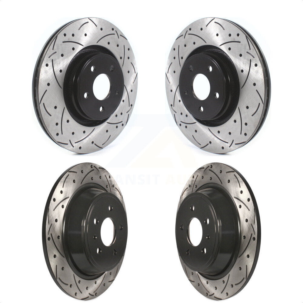 Front Rear Coated Drilled Slotted Disc Brake Rotors Kit For Lincoln MKC KD-100372