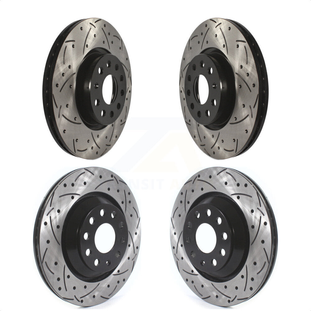 Front Rear Coated Drilled Slotted Disc Brake Rotors Kit For Volkswagen CC Passat KD-100374