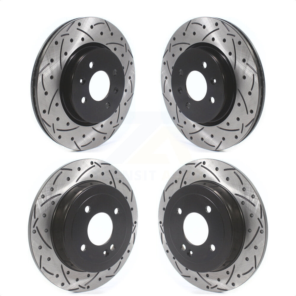 Front Rear Coated Drilled Slotted Disc Brake Rotors Kit For Kia Rio Hyundai Accent KD-100378