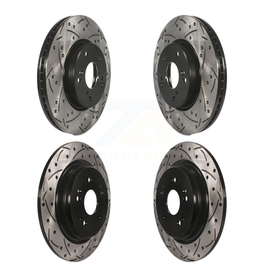 Front Rear Coated Drilled Slotted Disc Brake Rotors Kit For 2020 Honda CR-V 2.0L KD-100379