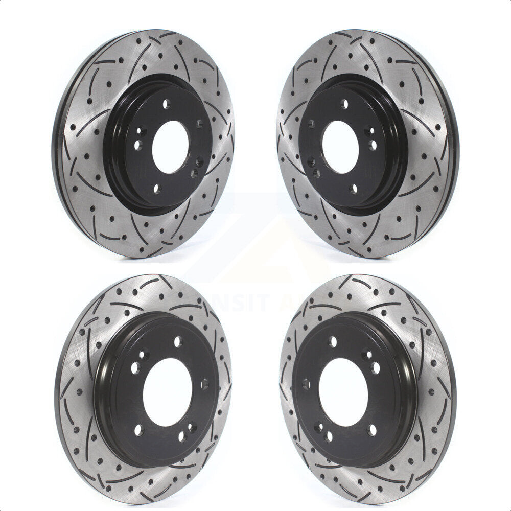 Front Rear Coated Drilled Slotted Disc Brake Rotors Kit For Hyundai Elantra Kia Forte Veloster KD-100385