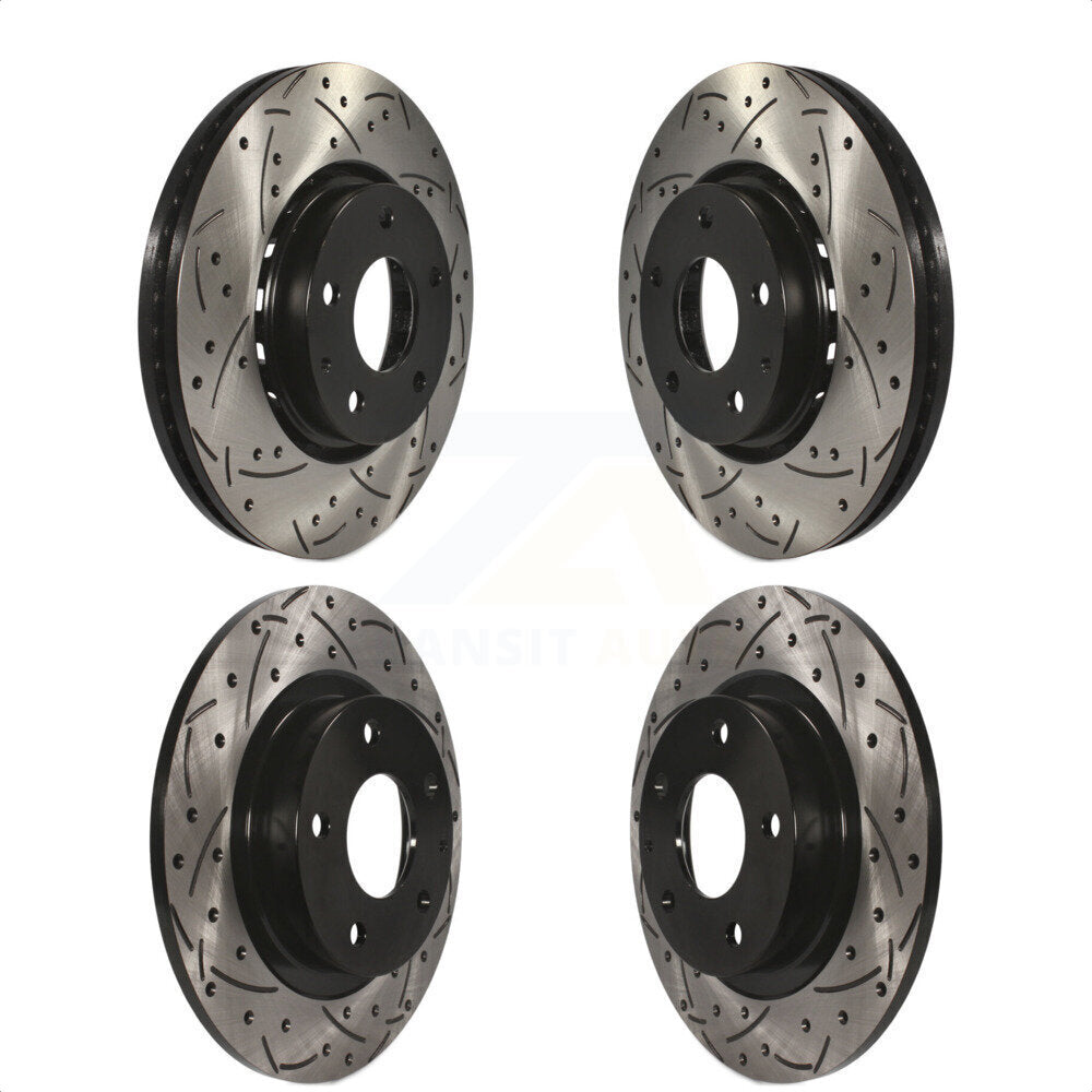 Front Rear Coated Drilled Slotted Disc Brake Rotors Kit For 2019-2021 Mazda 6 Naturally Aspirated KD-100393