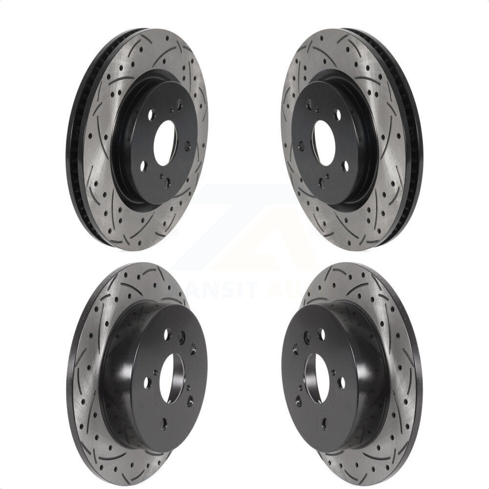 Front Rear Coated Drilled Slotted Disc Brake Rotors Kit For Toyota Camry KD-100395