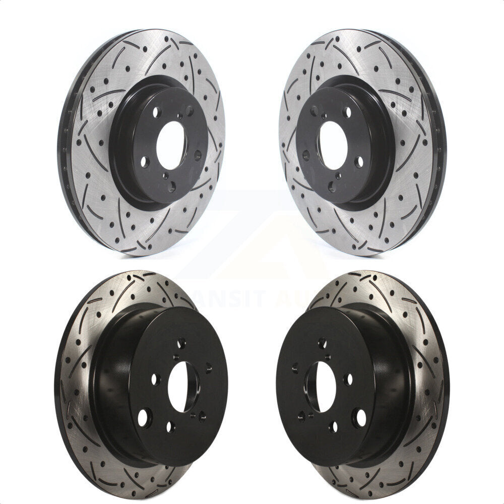 Front Rear Coated Drilled Slotted Disc Brake Rotors Kit For 2017-2021 Subaru Impreza With 276mm Diameter Rotor KD-100397