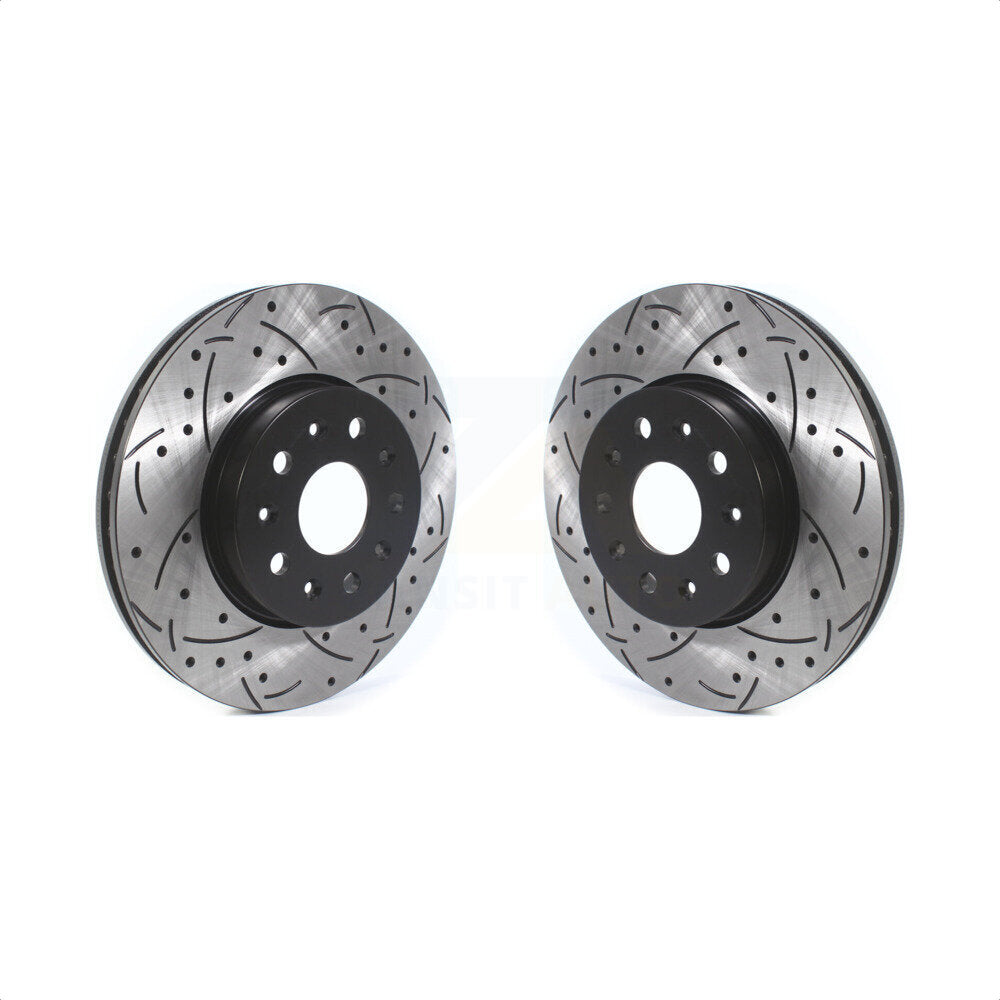 Front Coated Drilled Slotted Disc Brake Rotors Pair For Chevrolet Camaro Cadillac CTS CT6 CT5 KD-100400