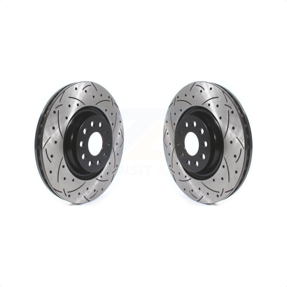 Front Coated Drilled Slotted Disc Brake Rotors Pair For Volkswagen Tiguan Jetta GTI Audi Golf R S3 Q3 A3 Arteon Quattro KD-100404
